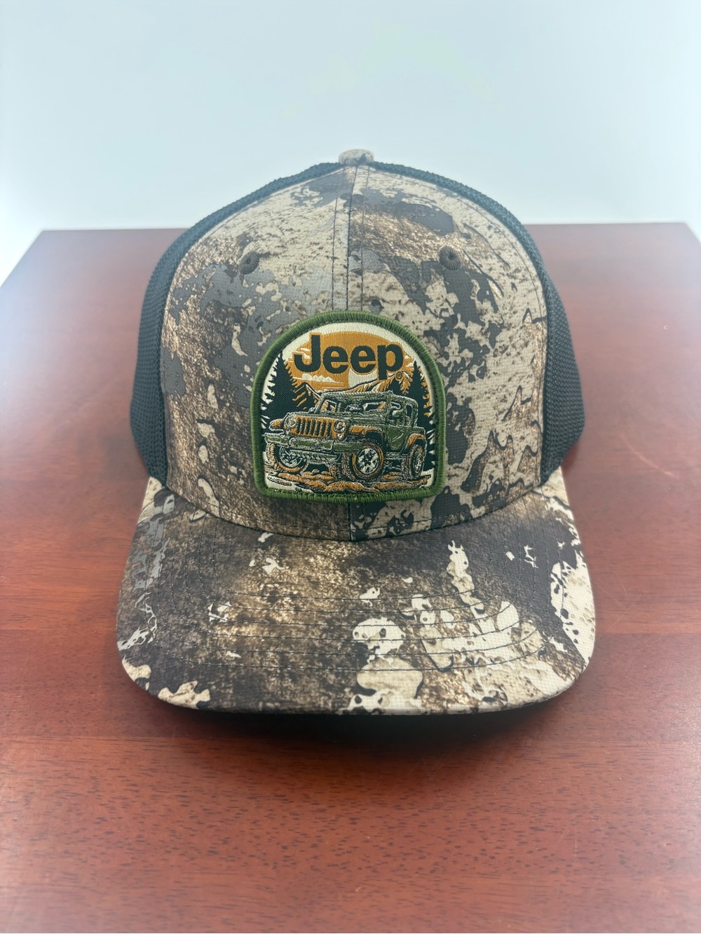 Jeep Camo Mesh Back Trucker Hat - Green, Brown, Tan